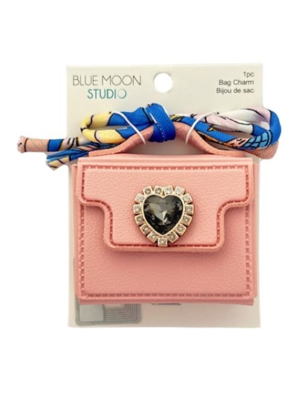 New Blue Moon Studio Pink Mini Bag Charm with Heart Gem